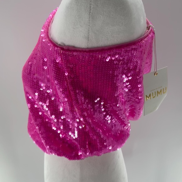 Sexy Hot Pink Sequin MUMU SZ SM Top Girls Night Out Clubbing Party - Picture 4 of 11